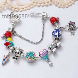 New Bracelet Hot Air Balloon Pendant Heart Enamel Rabbit European Beads Murano Glass Bangle Fits Bracelets Necklace ZQNB