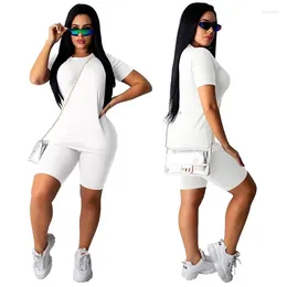Women's Tracksuits 2024 Summer Women Casual 2 Pieces Outfits Short Sleeve T-Shirts Top And Shorts Sports Set Slim Fit Tracksuit Female