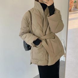 Parkas Winter Thick Warm Cotton Coat Allmatch High Collar Singlebreasted Zipper Lace Winter Coat High Collar 2021 Women Jacket Coat