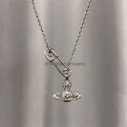 Designers jewels Vivienne Empress Dowager Dowagers Pin Full Diamond Saturn Chain Necklace Female Sparkling Full Diamond Pin Stacked Chain Collar Chain High Versio