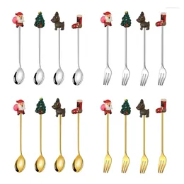 Dinnerware Sets 4 Pieces Fruit Forks Tablewares Dessert Spoons Styles For Stirring Ice Cream Drop