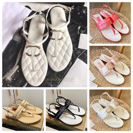 designer shoes woman sandal French designer Women Slippers Clip Toe Flat Sandals Summer T Tied Ladies Shoes Beach Casual Woman luxury channel Flip Flops Fashion