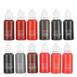 15ml 6pcs Tattoo Ink Set Permanent Makeup Eyebrow Lips Eyeline Tattoo Colour Microblading Pigment Body Beauty Tattoo Art Supplies 240108