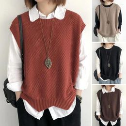 Women's Vests Cosy Women Vest Knitted With Wavy Hem Soft O Neck Sleeveless Top For Autumn Winter Casual Loose Ladies