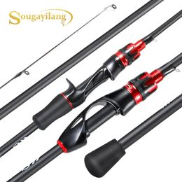 Sougayilang 2.1m Spinning Fishing Rod UltraLight Carbon Fibre 4-Sections Eva Handle Baitcasting Fishing Rod for Freshwater Pesca 240108