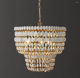 Pendant Lamps American Country Wooden Bead Chandelier Retro Dining Room Lamp Sample Living Bedroom B&B Club Decorative Lam