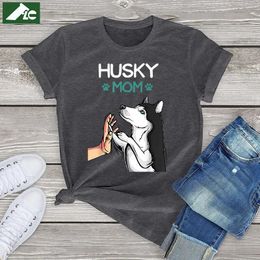 T-Shirts 100% Cotton Husky graphic Tee Tops Husky Mom Dog Lover Girls Women Funny TShirt Oversized Female T Shirt unisex streetwear