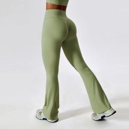 Fashion Sporty Flared Leggings Women for Gym Yoga Clothing Scrunch Legging Pants Raises Butt Ladies Fitness Dance Trousers