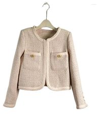 Women's Jackets Tweed Jacket Luxury Women Spring Woven Short Coat Elegant Korean Cropped Top Autumn