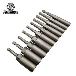 15Pcs 10Pcs 80mm Length Deepen Power Nut Driver Drill Bit Set 5519MM Impact Socket Adapter For Tools 635MM Hex 240108