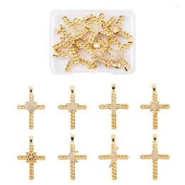 Pendant Necklaces 8Pcs Gold Plated Cross Pendants Brass Micro Pave Clear Cubic Zirconia Charms For Chain Necklace Jewelry Making