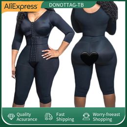 Full Body Support Arm Compression Shrink Your Waist With Built Corset Minceur Slimming Sheath Woman Flat Belly Fajas Shaper 240106