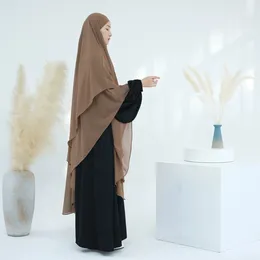 Ethnic Clothing Extra Long Khimar Two Layers Chiffon Muslim Niqab Headscarf Prayer Scarfs Dubai Turkish Islamic Hijabs Ramadan 2024
