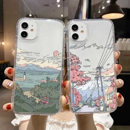 Cell Phone Cases A33 5G Case For Samsung A54 A53 A52 A34 A32 A13 S22 S23 Ultra S21 S20 FE A12 A14 A51 A23 A22 A73 Silicon Landscape Funda CoverL240105