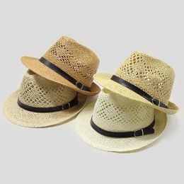 Berets Summer Fedora Hats For Women Straw Sun Wide Brim Visor Cap Solid Jazz Hat Beach Sombrero Panama Gorras