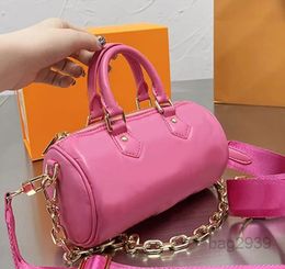 Cylinder Pillow Bag Women Handbags Purse Genuine Leather