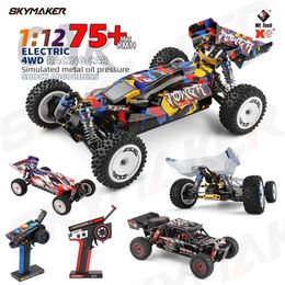 WLtoys 124007 124008 V8 1 12 Brushless RC Car 75KmH High Speed Metal 4WD Drive OffRoad 24G 124016 124017 112 Toys 240106