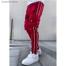 Men's Pants Spring And Autumn Cargo Pants Men's Fashion Brand Elastic Multi-bag Reflective Straight Leg Sports Fitness Casual Pants T240108