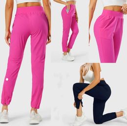 LU-1028 Women Yoga Wear Girl Jogging Pants Adapted State Stretchy High Waist Training Strap GYM Pants4365655