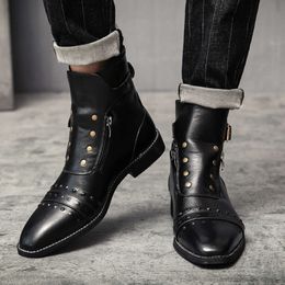 Men's Shoes New for High Quality Men Ankle Male Classic Pointed Party Motorcycle Winter Cowboy Boots