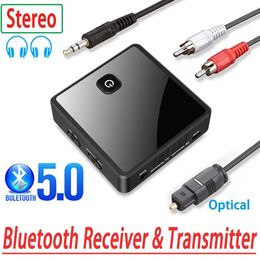 Speakers Bluetooth 5.0 Transmitter Receiver Low Latency 3.5mm AUX Jack Optical Stereo Music Wireless Audio Adapter For PC TV Car Speaker