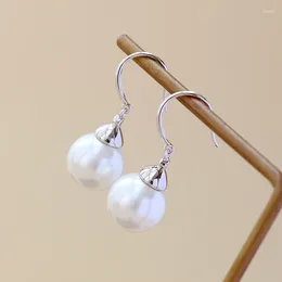 Dangle Earrings Authentic 925 Sterling Silver Trendy Style Water Droplet Eardrop Inlaid Imitation Pearl Fashion Earring Jewellery Gift