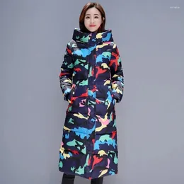 Women's Trench Coats Fashion Cool Camouflage Print Long Jacket For Women Bubble Coat Winter Thick Warm Outerwear Puffer Overcoat