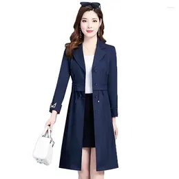 Women's Trench Coats NiceMiddle-aged Women Windbreaker Spring Autumn Thin Jacket Female Fashion Slim Overcoat Ladies Large Size L-5XL Lined