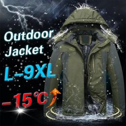 UETEEY Hooded Jackets for Men Hiking Oversize Windbreaker Thickend Fleece Male Fashion Clothing Trends Ski Outdoor 240106