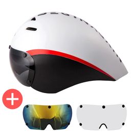 Aero Goggles Bicycle Helmet TT Triathlon Road Bike Helmets Timetrial Racing Riding With Lens Equipment 240108