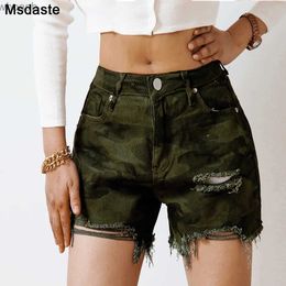 Women's Shorts Women Jeans Shorts Denim Shorts Harem Pants Casual Camouflage Woman Short Pants High Waist Casual Woman Holes Denim Shorts YQ240108