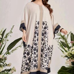 Ethnic Clothing Abaya For Women Muslim Dubai Ramadan Gurban Women's Printed Bat Sleep Robe Long Dress Loose Fashion