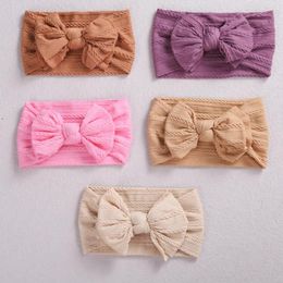 Hair Accessories 1Pcs Baby Girl Knit Bows Headband For Born Elastic Solid Colour Soft Nylon Kids Double Layer