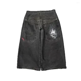 Men's Shorts Streetwear Y2k Harajuku Hip Hop Skeleton Graphic Knee Length Denim Gym Mens Womens Gothic Men Basketball Short