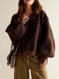 Women's Hoodies Gloomia Fuzzy Sweatshirt For Women Long Sleeve Crewneck Fleece Pullover Top Fall Winter Casual