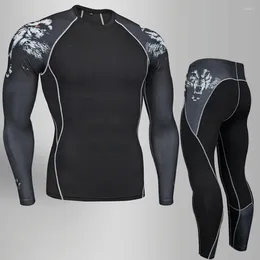 Men's Thermal Underwear Compression Sport Suit Gym Muscle Training Long-Sleeved T-Shirt Leggings Men Base Layer Uderwear Jogging Suits 4XL