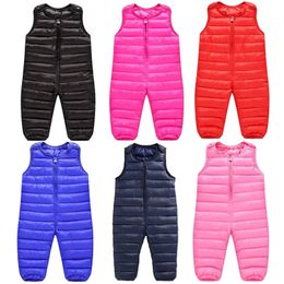 Boys Down Overalls Children Clothing Baby Outside Jumpsuit Winter Girls Romper Overalls Kids Thick Warm Windproof Clothes 240108