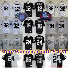 Custom S-6XL Throwback Football 12 Ken Stabler Jersey 1963-1999 Stitched 37 Lester Hayes 24 Willie Brown 16 Jim Plunkett 63 Gene Upshaw 78 Art Shell Jerseys