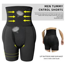 Men Padded Underwear Thigh Control Hip Enhancer Shapewear Shorts High Waist Slimming Body Shaper Boxer Brief S-6XL 240108