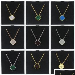 Pendant Necklaces 15Mm Fashion Classic4/Four Leaf Clover Pendants Mother-Of-Pearl Stainless Steel Plated 18K For Women Girl Valentines Otedh