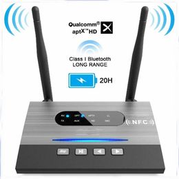 Connectors Nfc 262ft/80m Long Range Bluetooth 5.0 Transmitter Receiver 3in1 Music Audio Adapter Low Latency Aptx Hd Spdif Rca Aux 3.5mm