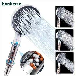 BAOKEMO Filtered Shower Head 3 Modes Outlet High Pressure Water Saving Set Adjustable Anion Stones Filter 240108