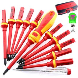 1000V VDE Insulated Electrician Screwdriver High Hardness Set Household Changeable Magnetic Slotted Bits Repair Tool 240108