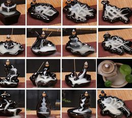 Ceramic Glaze Waterfall Backflow Incense Burner Censer Holder Cones Home decor 24 Style Incense Cones Burner Stick KKA80366643096