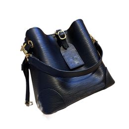 Designer Black Leather Sangle Small Bucket Bag