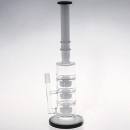 Wasserpfeifen Zwei Funktionen Recycler Wasserpfeifen Glasbongs Inline-Perkolator Raucherbongs Dreischichtige Bohrinseln Wasserpfeifen 32 cm 14,4 mm Gelenk