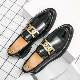Italian Brand Wedding Men's Dress Design Loafers Slip-on Handmade Business Leather Shoes Pointed Black Driving Shoe