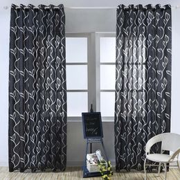 Geometry curtains for living room curtain fabrics window sheer Tulle panel semi-blackout bedroom curtains black thick tulle 240106
