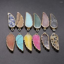 Pendant Necklaces Natural Quality Stone Angel Wing Pendants Healing Crystal Craft Gift Reiki Gemstone Fashion Jewellery Making Accessorie