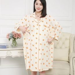 Maternity nightdress plus size confinement dress pregnant mother's home clothes thin long-sleeved cotton 240108